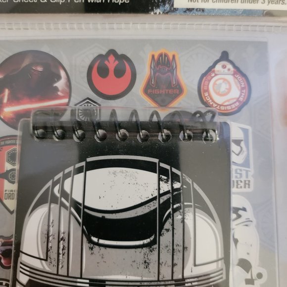 New Disney Star Wars 3 Piece Fun Set Note Pad Sticker Sheet Clip Pen with Rope - Picture 4 of 9